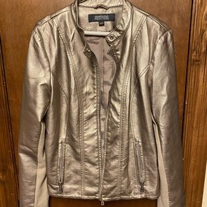 Kenneth Cole Reaction gold metallic bomber jacket